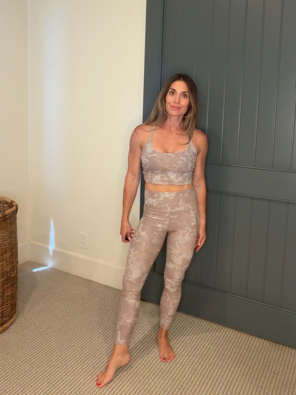 Vuori Seamless Taupe Camo Sports Bra & Legging Set - workout set
